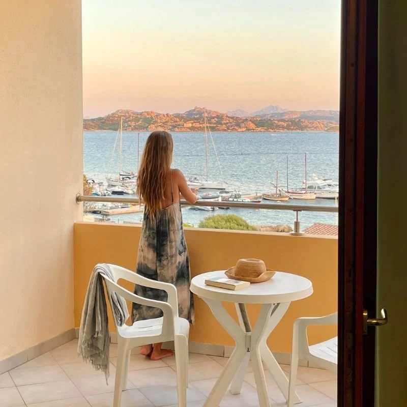 Looking out at the sea from a balcony