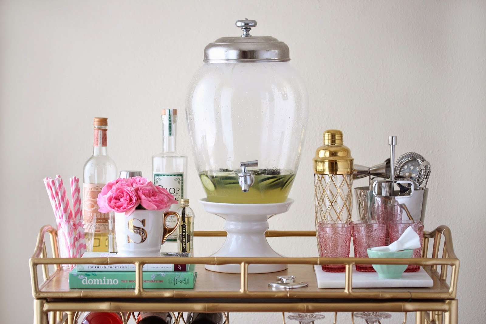 A well-appointed bar cart by Gingersnap Jordan