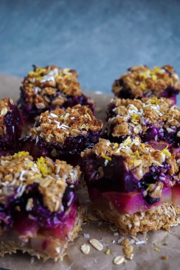 Healthy Pear And Blueberry Crumble Bars Nourished Natural Health Pear and blueberries combine in delectable crumble. healthy pear and blueberry crumble bars