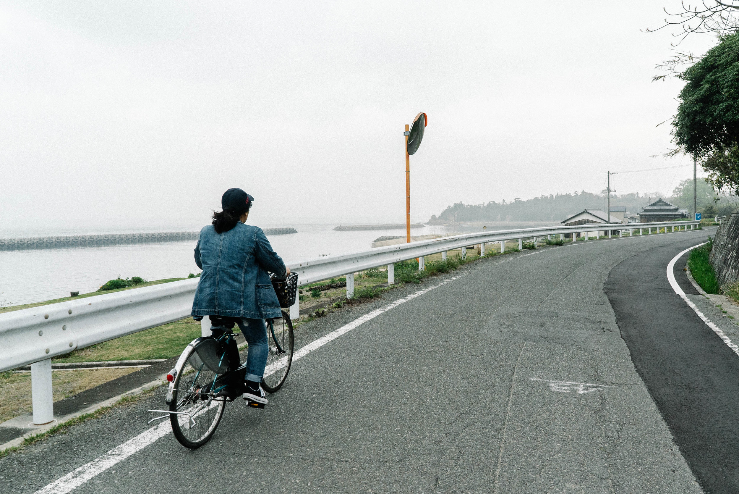  cycling through the local streets of Teshima 