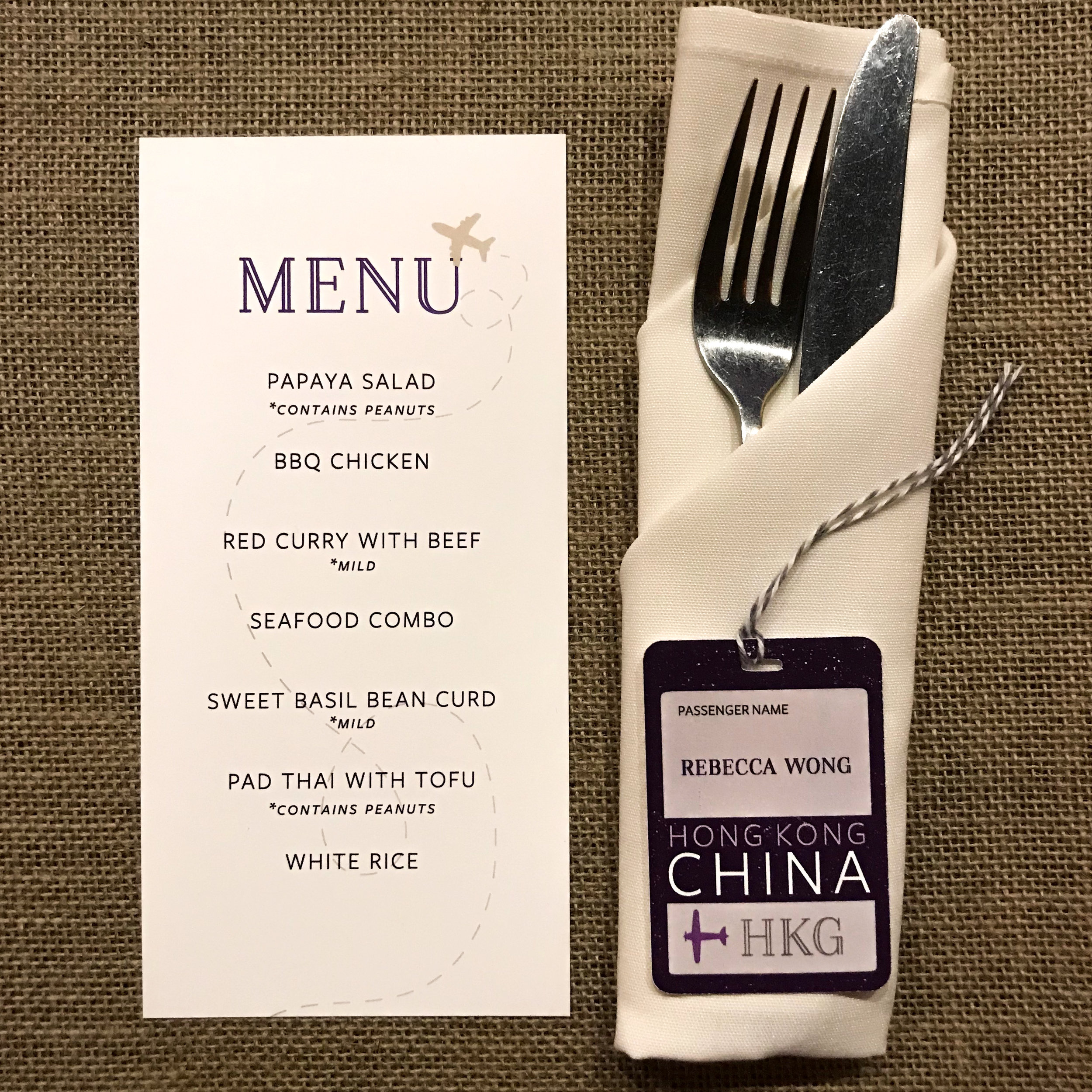 Travel Theme Menu and Placecard