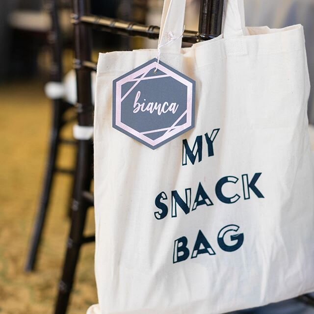 Everyone needs a personal snack bag! Small batch screen printing and custom name tags for the special little guests.