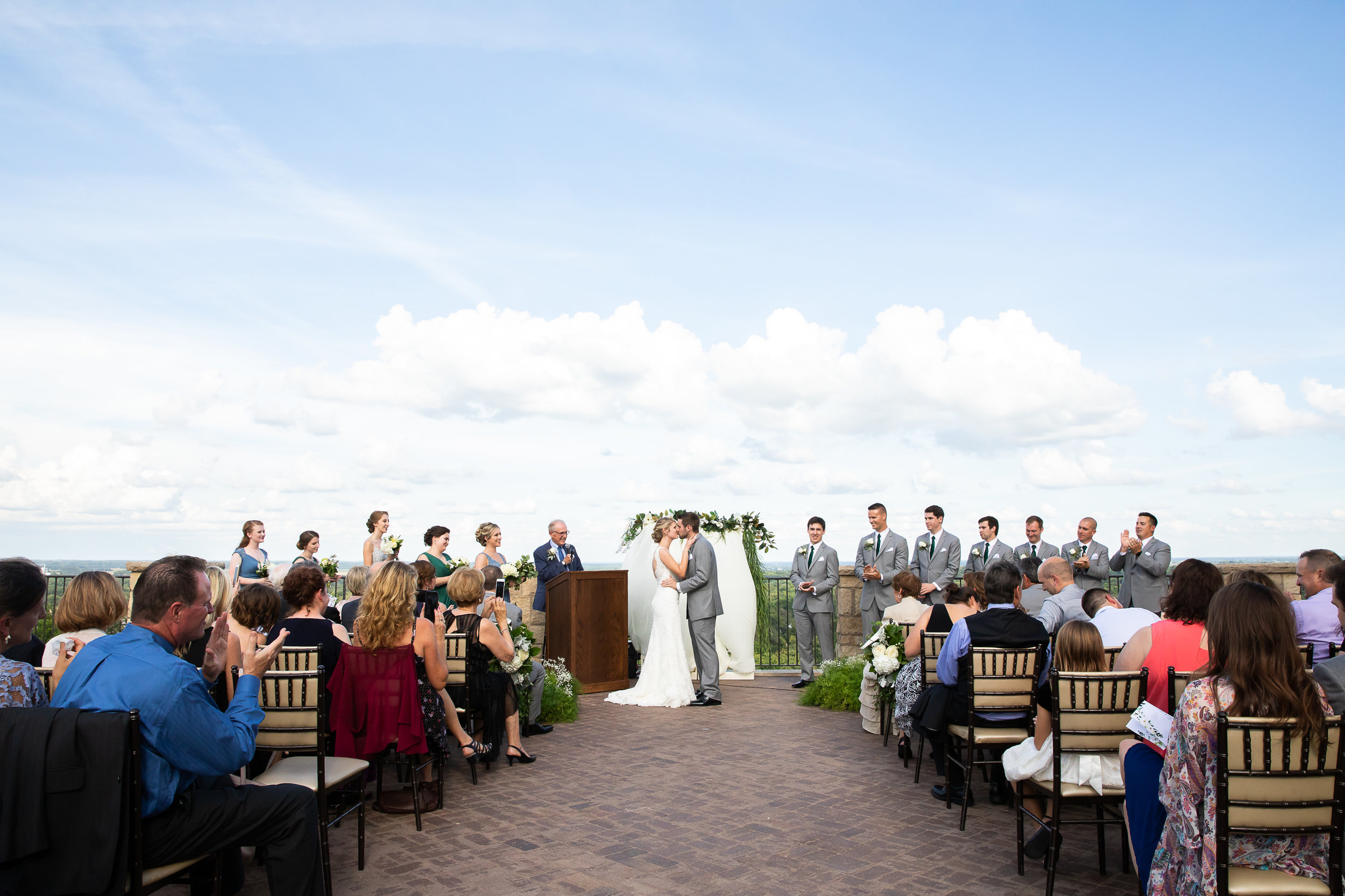 Wedding Ceremony on the rooftop at the Oread in Lawrence by Merry Ohler