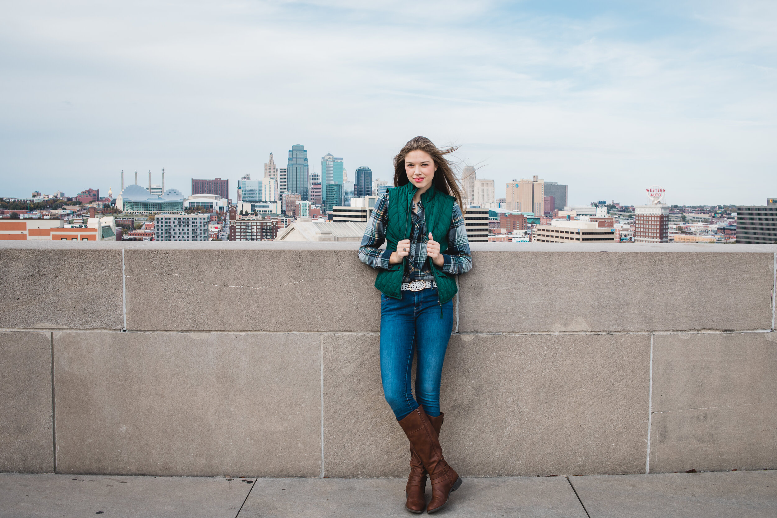 Fall Senior Photography overlooking Kansas City.