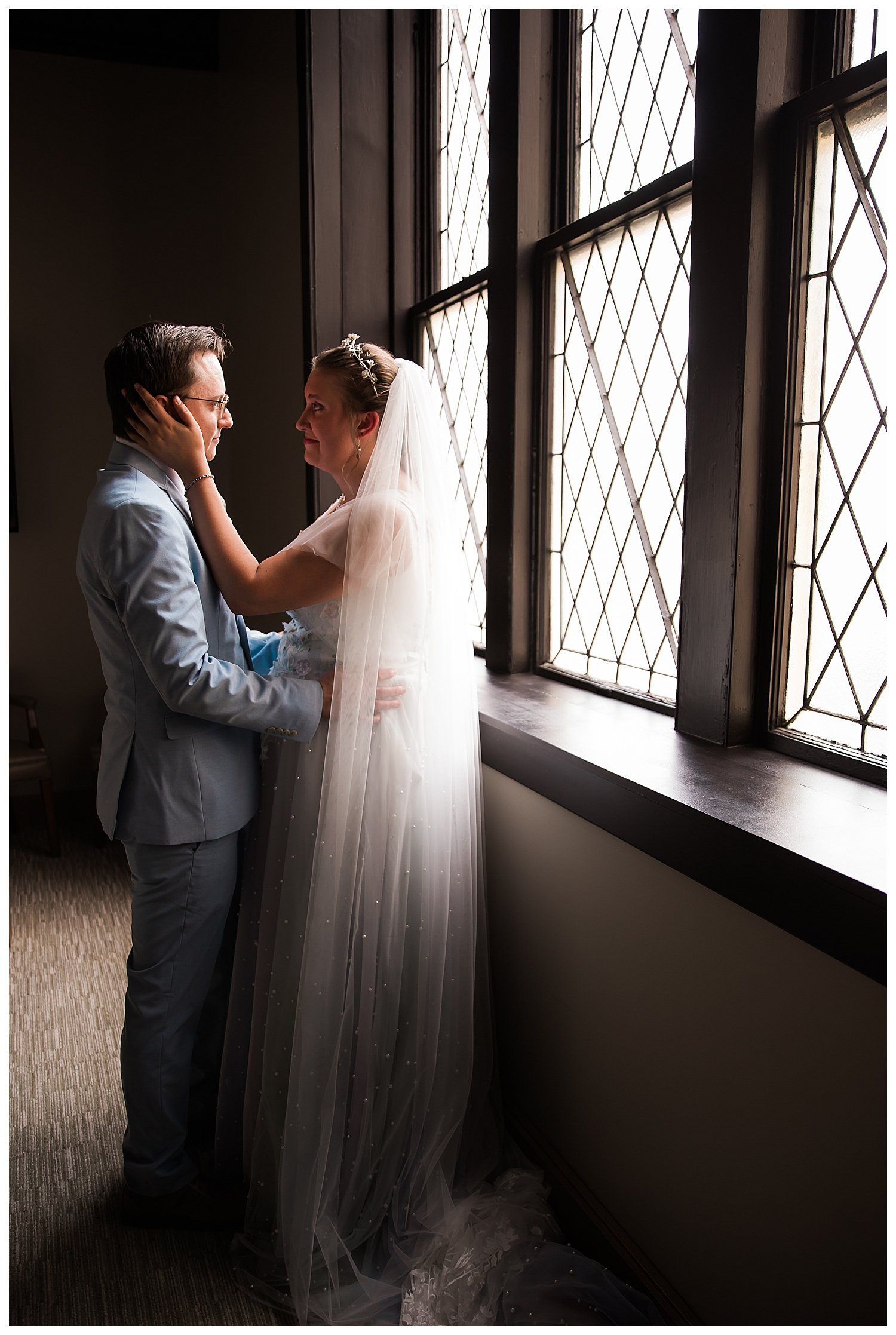 Bride and Groom in historic church in Kansas City