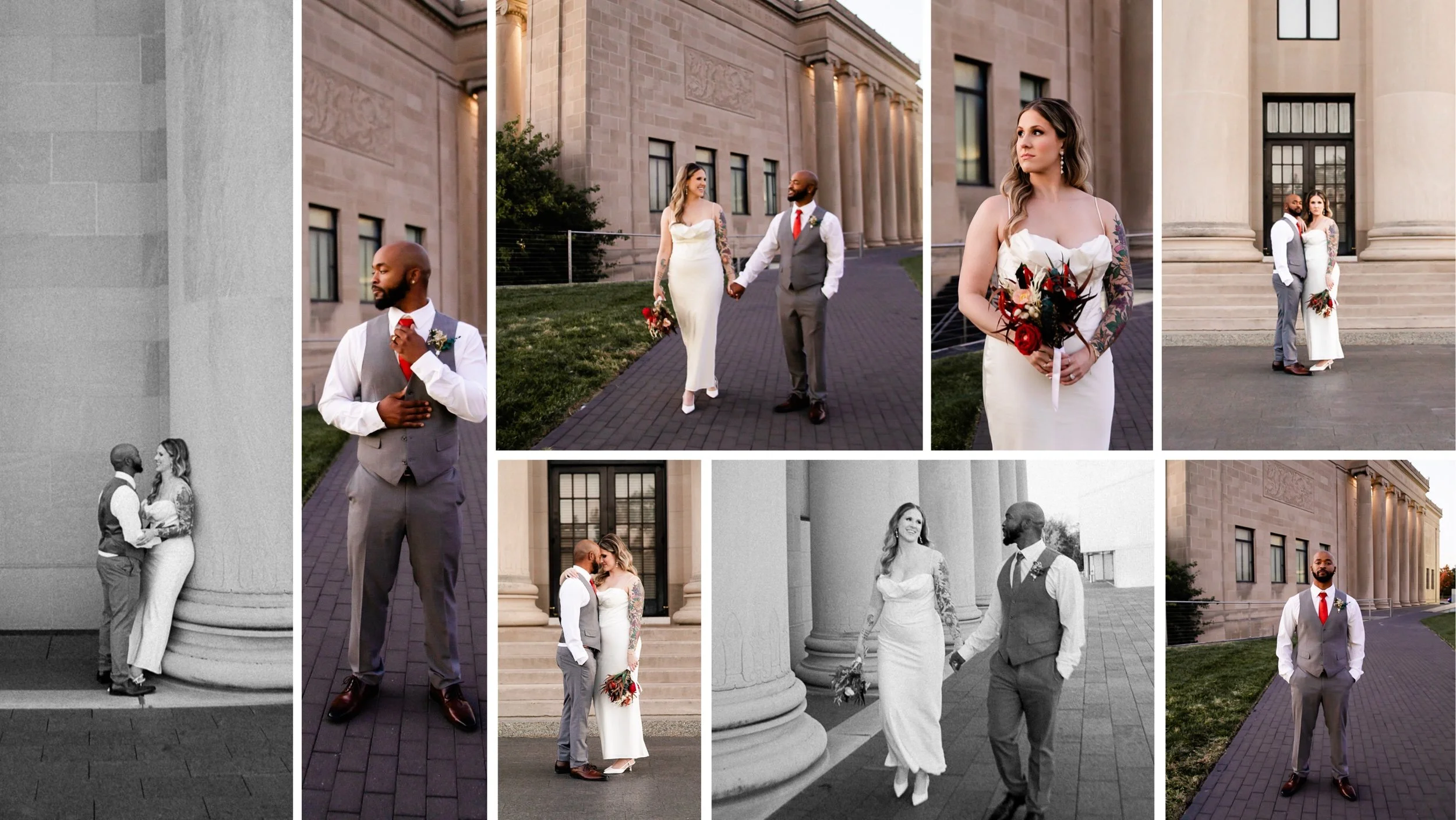 Wedding portraits at the Nelson Atkins in Kansas City.