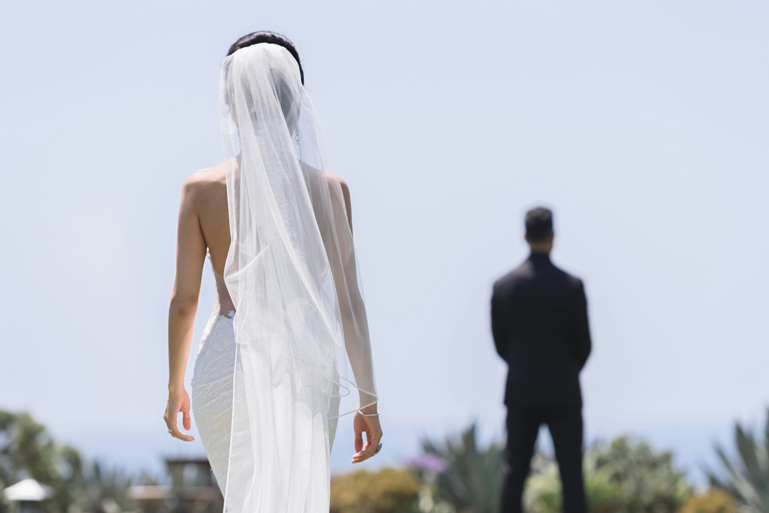 Kansas City wedding photographer captures the moment before a first look on a couple's wedding day.
