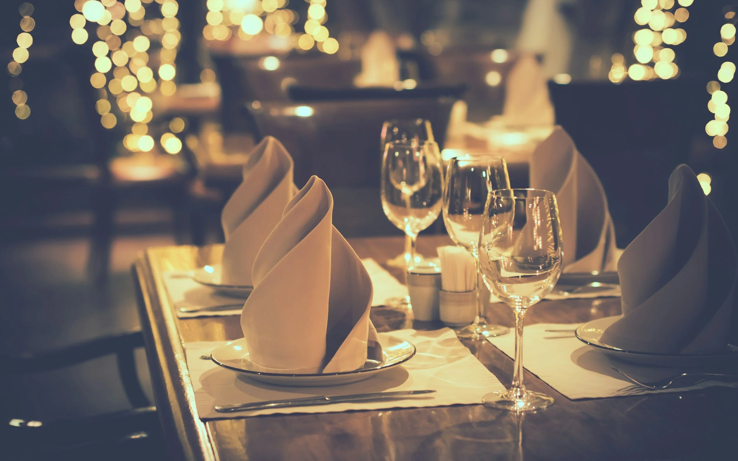 Place setting at elegant restaurant in Kansas City.