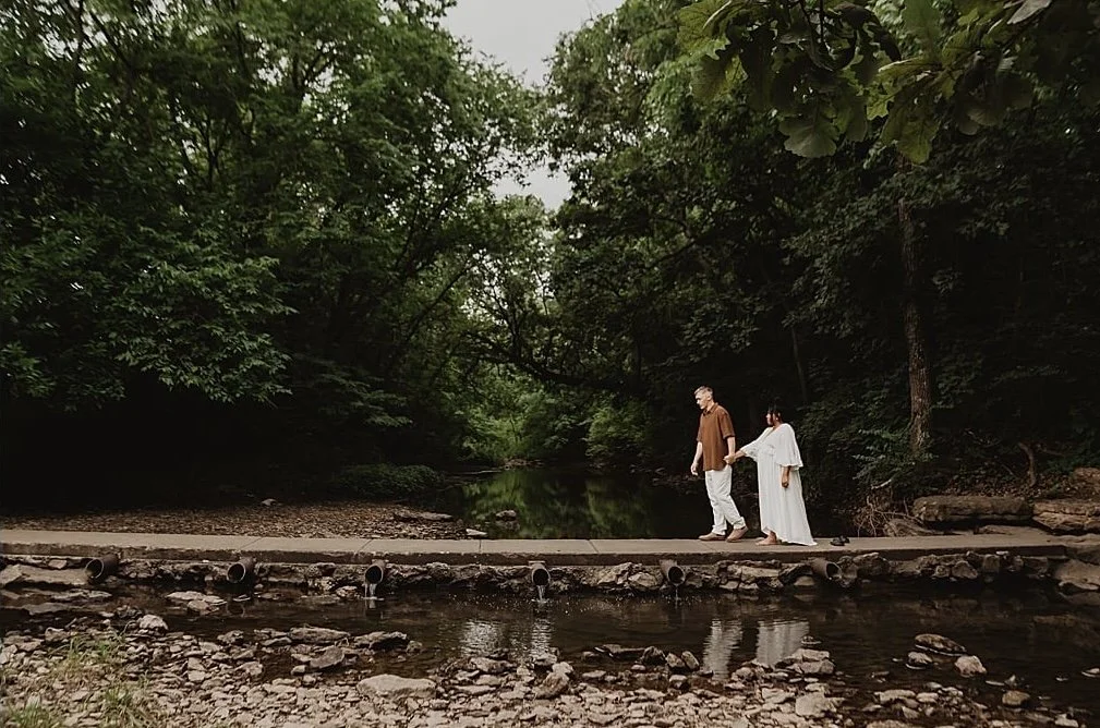 Couple holds hands during Kansas City elopement photography in Lees Summit, Missouri.