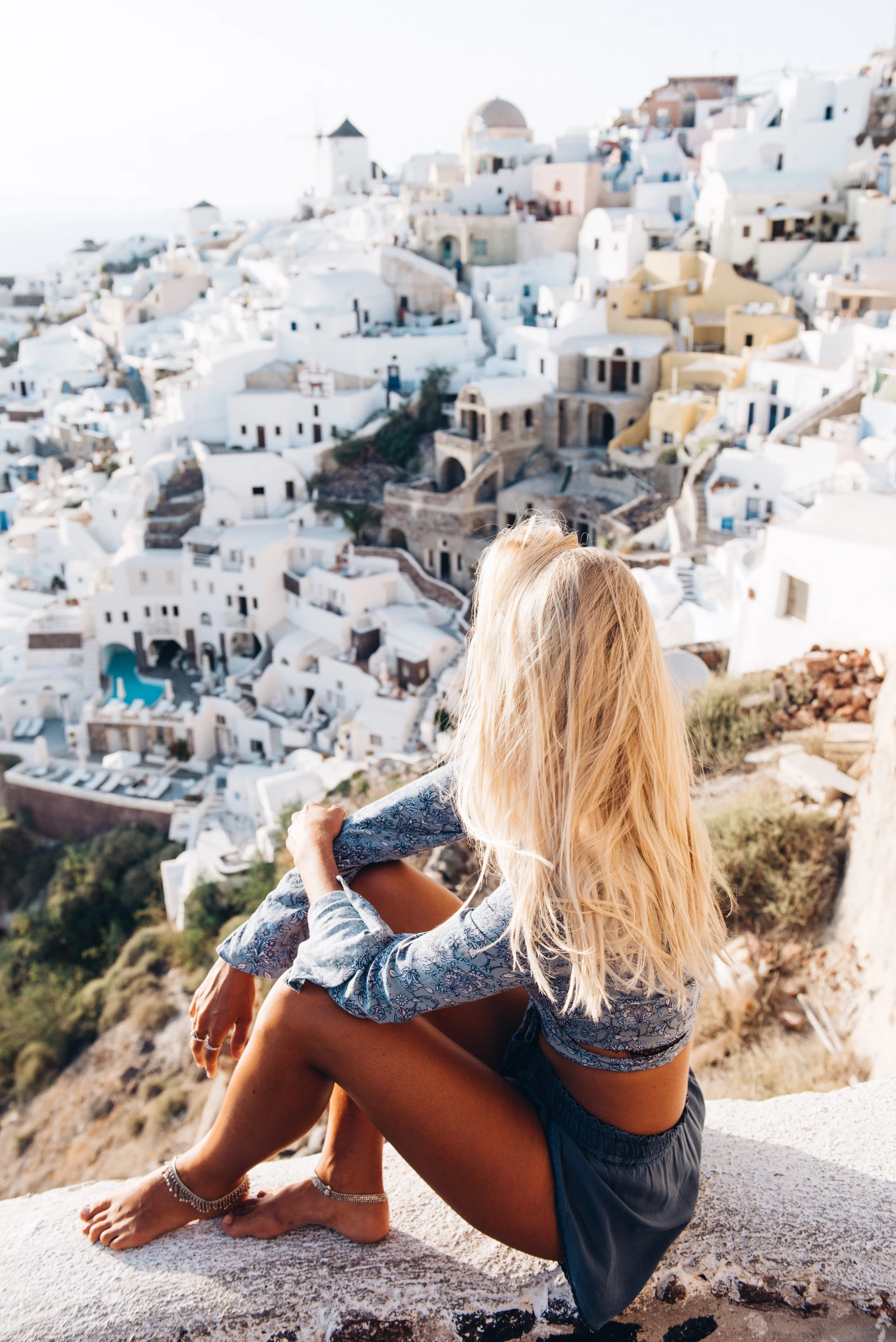 Oia sunset with Lauren. Outfit: Tigerlily Swimwear