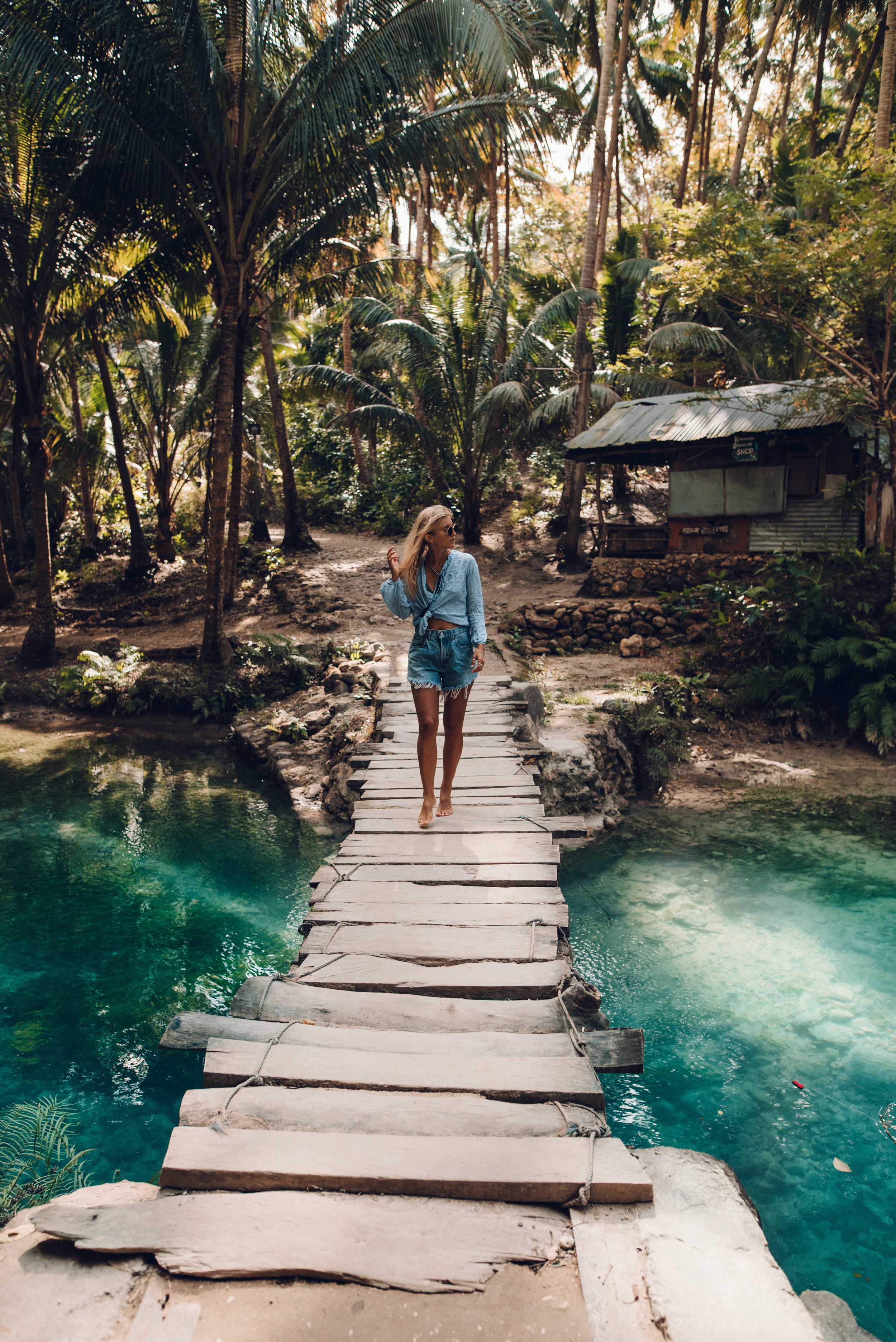 Crystal blue waters of Kawasan Falls (top: Faithful the brand) 