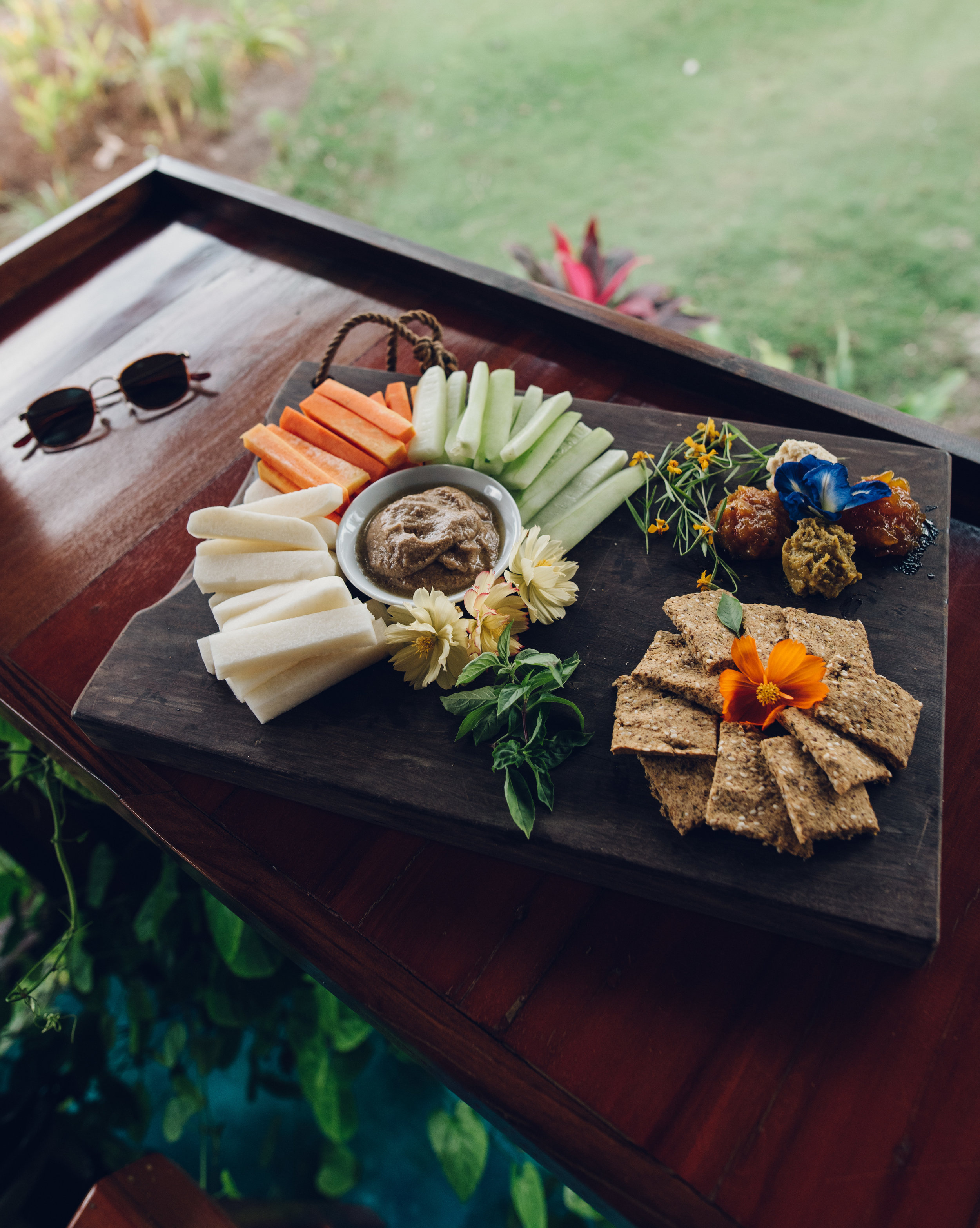 Vegan feasting: dip platter at Lotus Shores @ Yoga Doju 