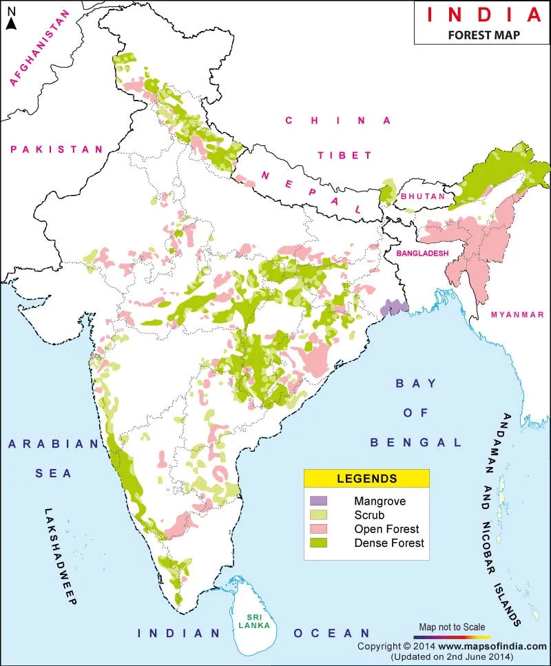 IDEAL :- One-third of the total land in India should be covered by forests. REALITY :- Forests cover only 24% of the country’s total land area.