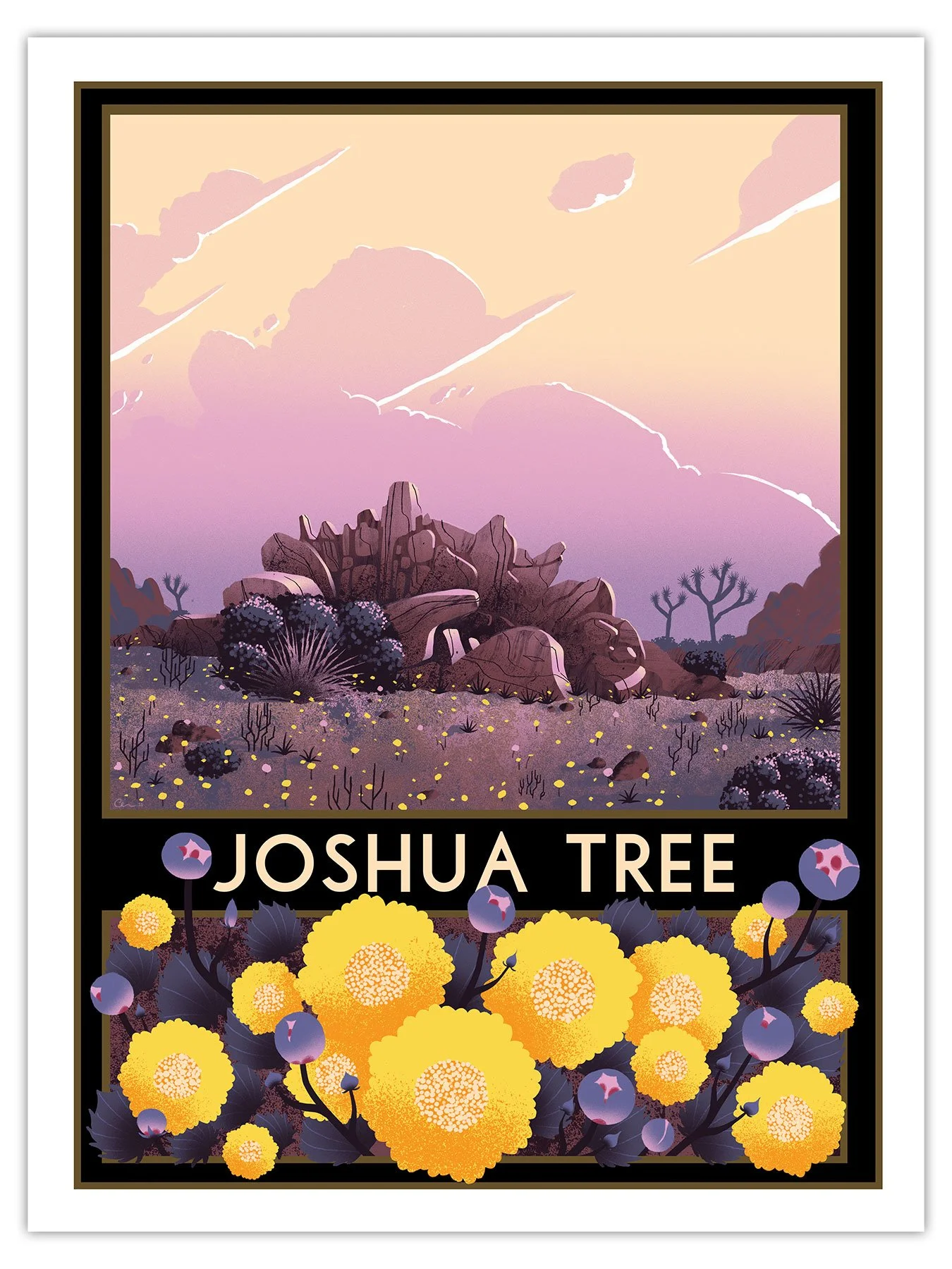 アート・デザイン・音楽 Cipe Pineles: Two Remembrances Joshua Tree Art Print | Desert National Park Illustration | Chris