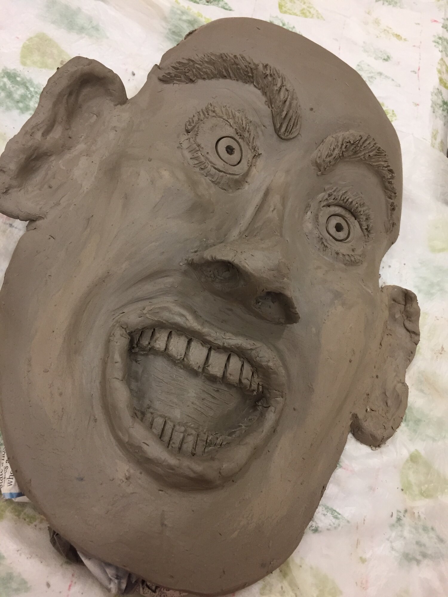 Professional Development Activity Away Day, Perth, Happy Surprise Facial Expression of Emotion, Clay Sculpture