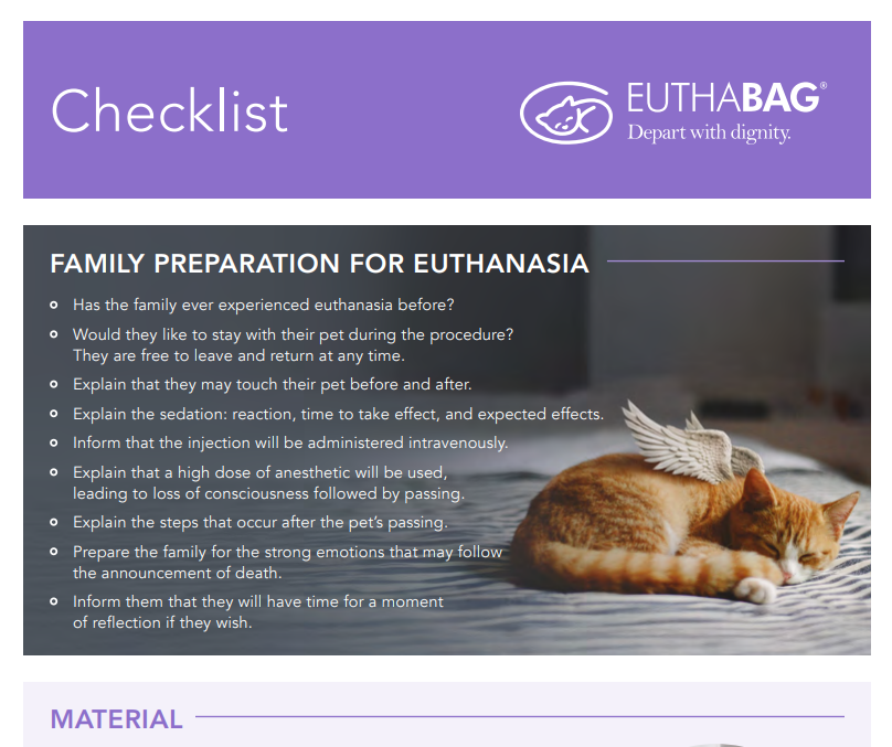 Family Preparation for Euthanasia checklist for veterinary teams