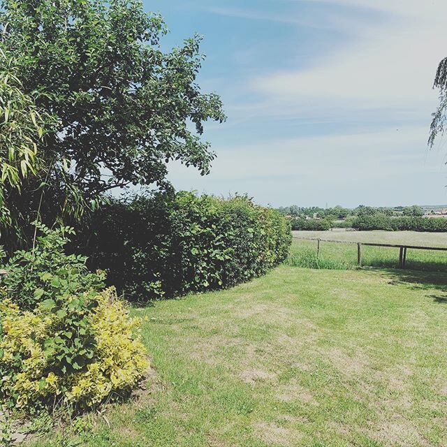 I brought stitching to my sister's this morning and have been working in the garden with this lovely peaceful view across the fields. Eldest niece is creating a stock-taking spreadsheet for me and my sister is making up kits (Potting Shed and Summer 