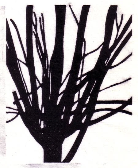 "February 10" linocut; 4 x 5" image size, 8 x 9" paper size; printed on HP55 handmade laid rice paper; edition of 8; 2012; unframed