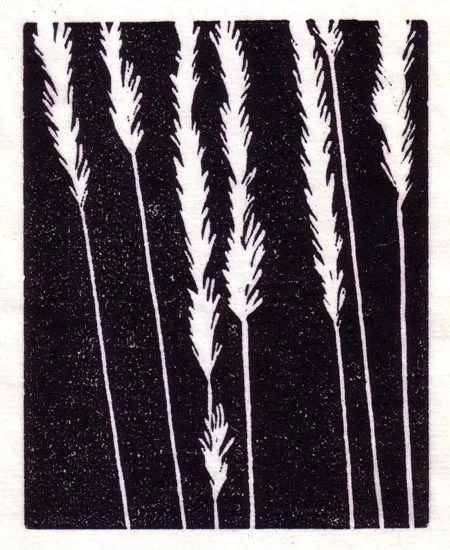 "August 3" linocut; 4 x 5" image size, 8 x 9" paper size; printed on HP55 handmade laid rice paper; edition of 8; 2012; unframed