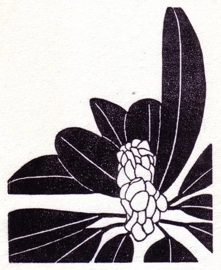 "September 7" linocut; 4 x 5" image size, 8 x 9" paper size; printed on HP55 handmade laid rice paper; edition of 8; 2012; unframed