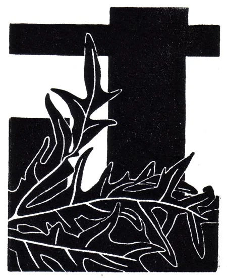 "October 27" linocut; 4 x 5" image size, 8 x 9" paper size; printed on HP55 handmade laid rice paper; edition of 8; 2012; unframed