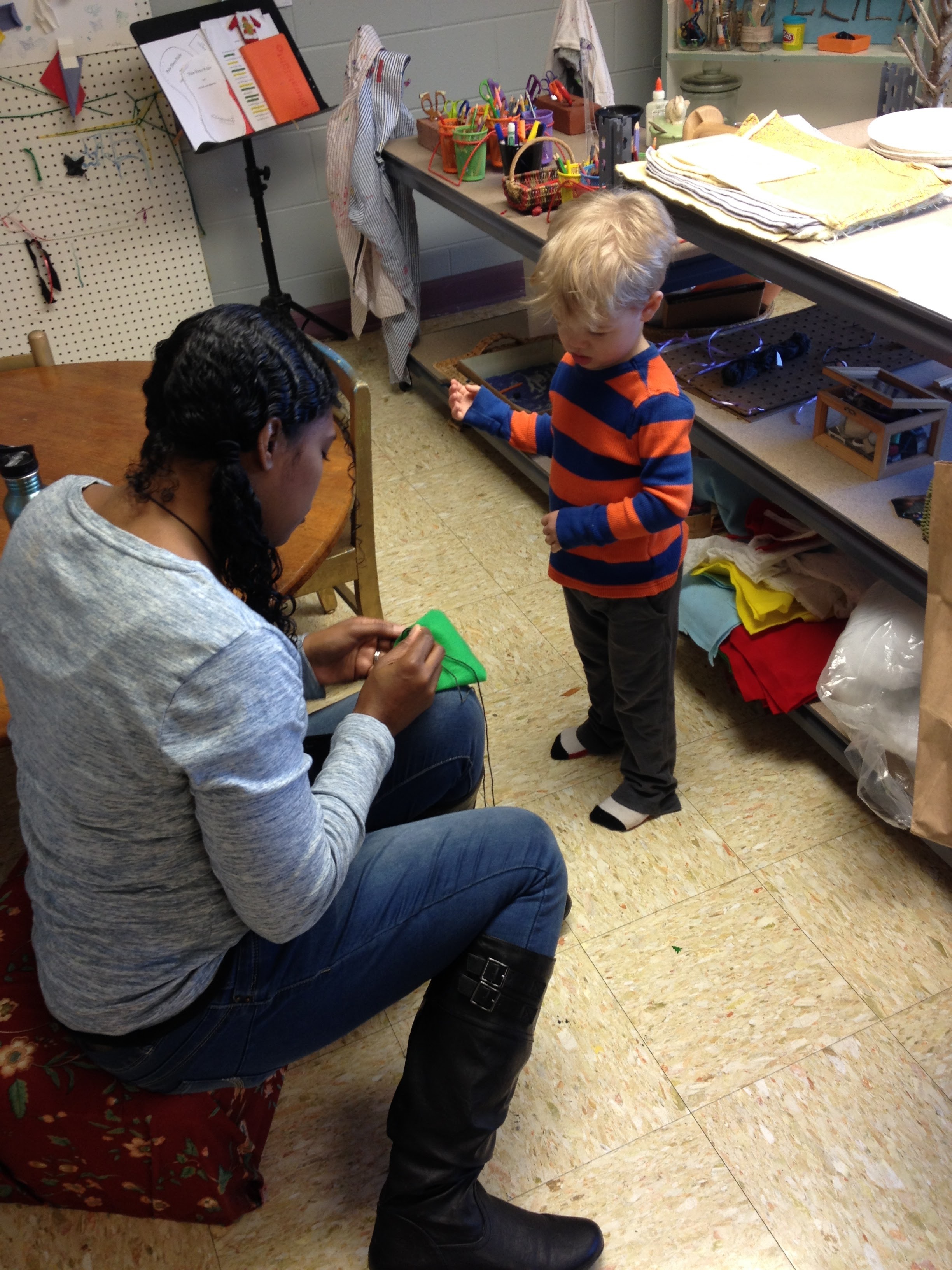 Be mindful of storage units in the classroom. If the goal is to have students use certain materials, those materials need to be available to students of all sizes and ages. They cannot retrieve and engage with objects they cannot see or reach.
