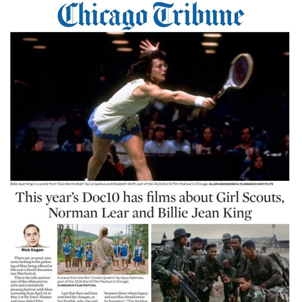 Doc10 is in the @chicagotribune!

Rick Kogan writes that "there are, as usual, treasures lurking in the gathering of films being offered" in our lineup this year.

"If you need an example of the festival&rsquo;s eclecticism, I ask you,