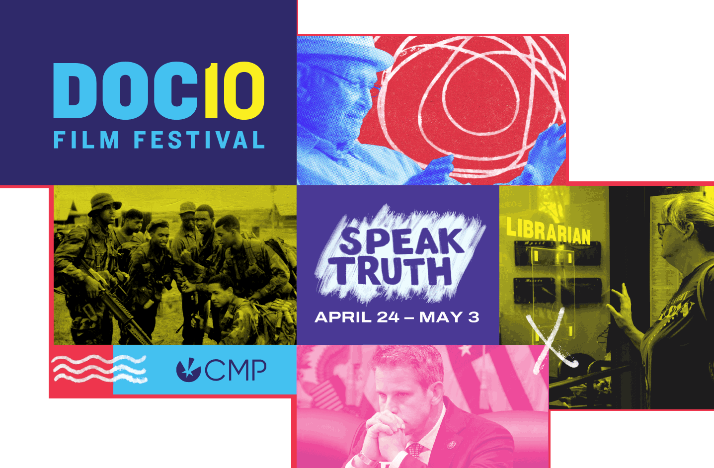 A colorful collage of film stills from this year's films