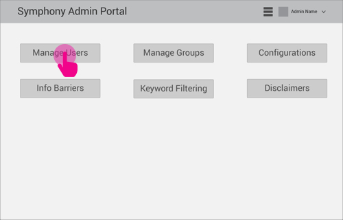 The hub presents the admin with the various key features of the portal.