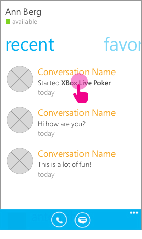 While on the hub, the user can join an activity that is currently active in a conversation.