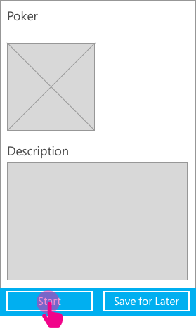 On the details screen for each activity, the user can read its description, start the activity, or bookmark it for later.