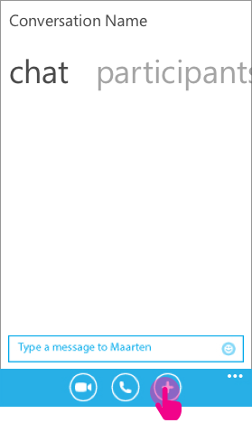 The user can invoke the "plus" menu to initiate an activity from a conversation.