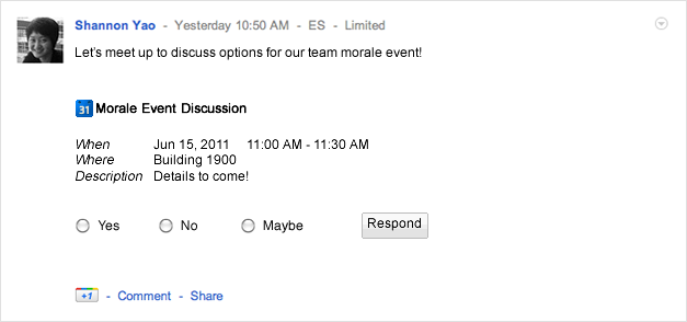 Embedding a Google calendar item.