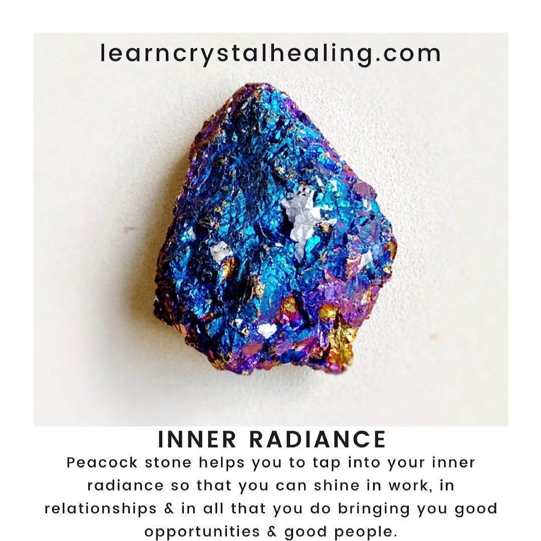 Peacock stone (aka bornite) is so beautiful to help boost your in er radiance, helping you to shine in all that you do and attract good opportunities to you as you express your radiant self! Do you have this stone in your crystal collection? What do 