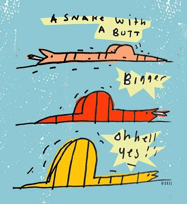 Long-time, long-distance buddy @richardnickel contributed this VERY fascinating infographic about snakes with butts. The more you know! 🧐 #snakes #butts #brinethezine #quarantzine #zine