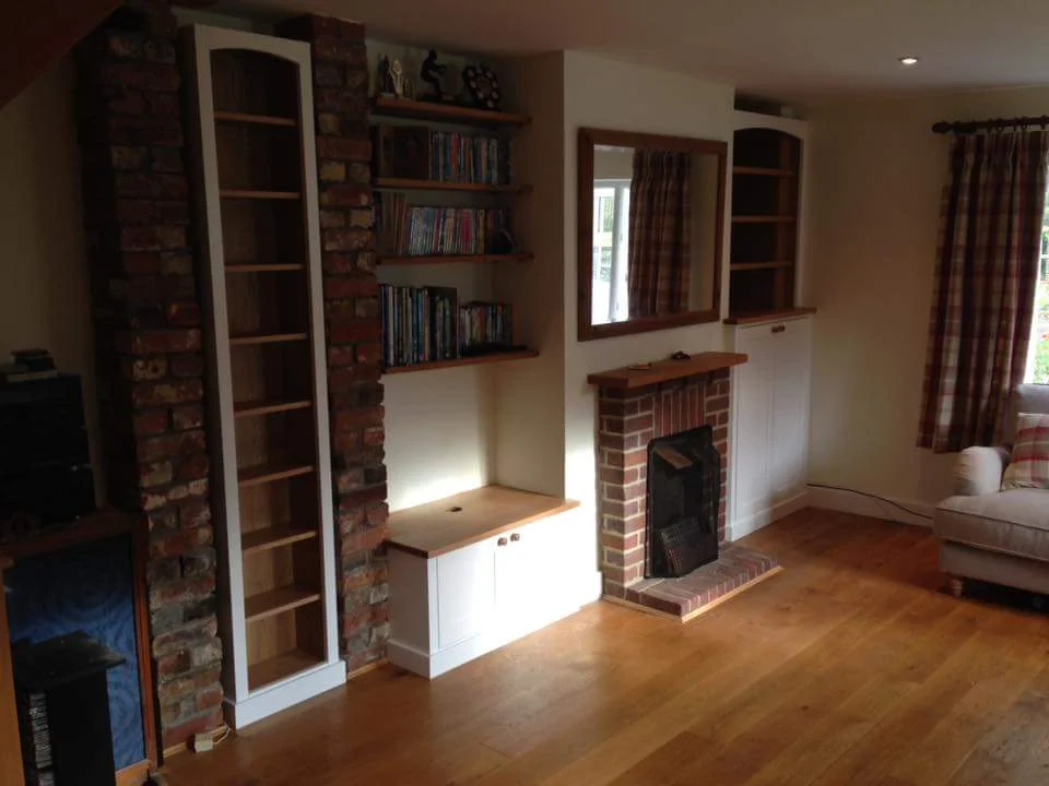 alcove units for awkward spaces, oak and white, with shelving.jpg