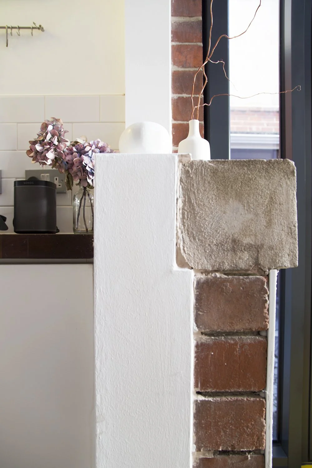 The interior detailing where old meets new in a small timber and glass extension to a Victorian terrace in Sheffield.