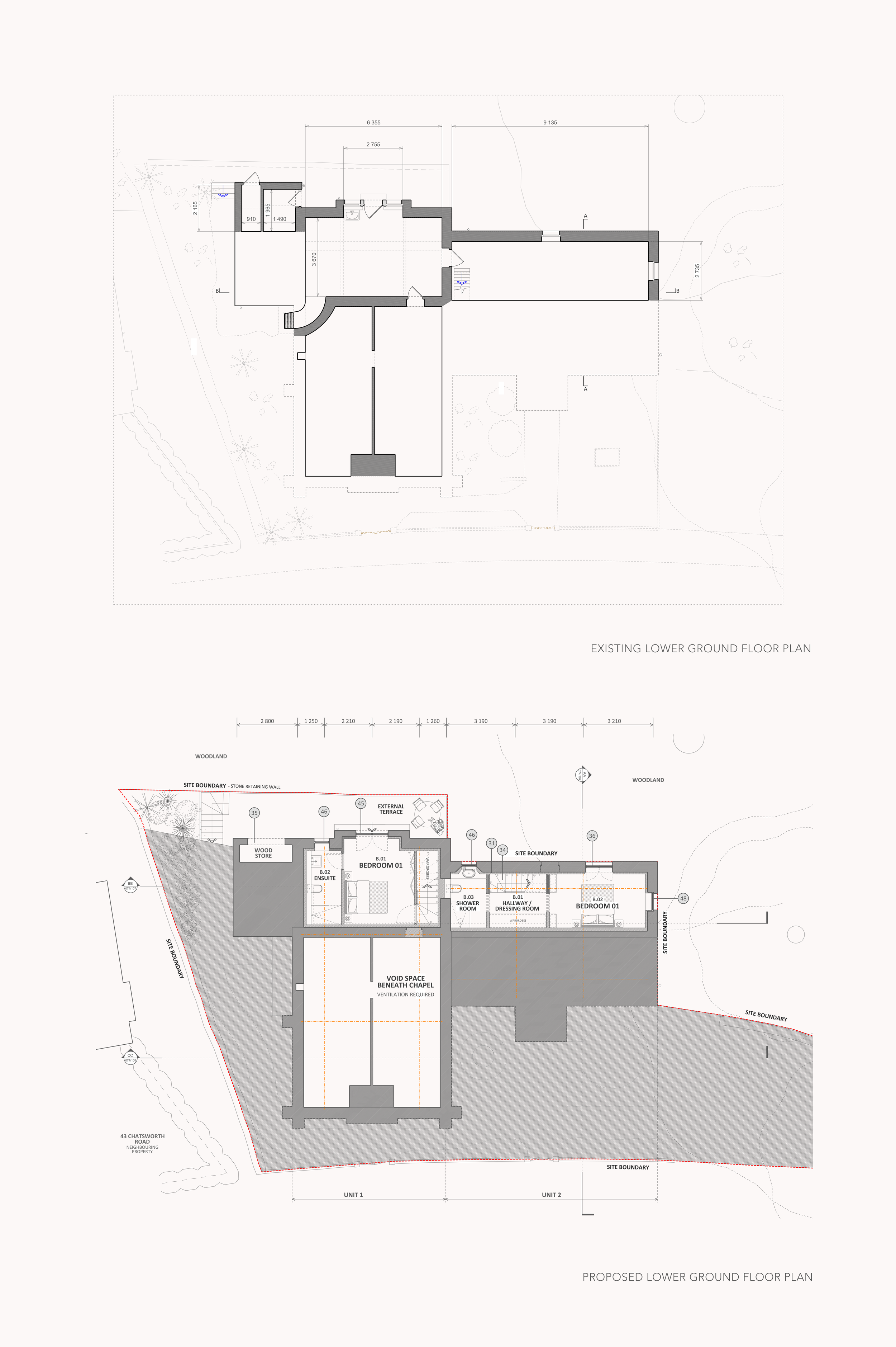 architect's proposed plans for the conversion of a methodist chapel in derbyshire