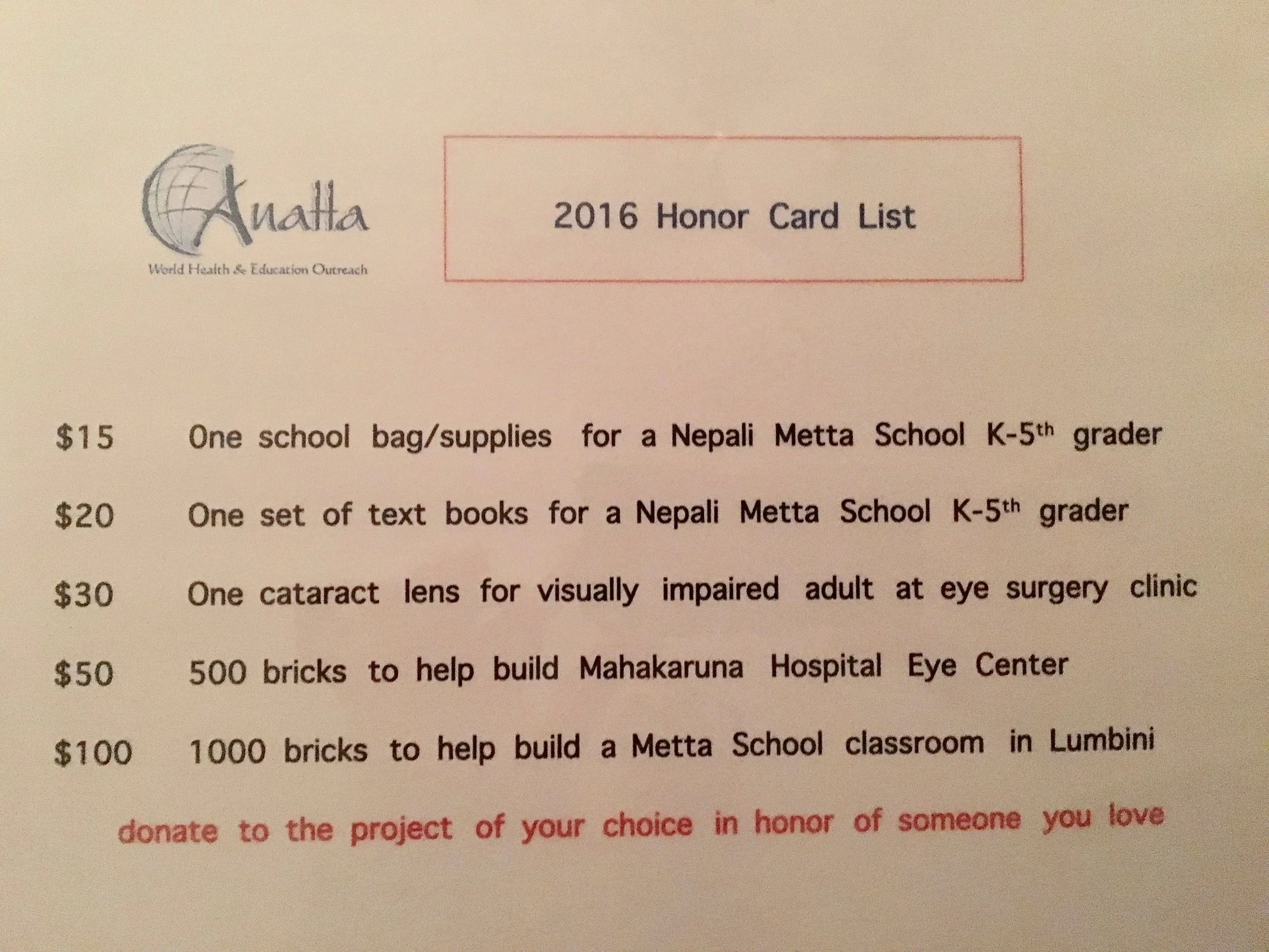 Chose a project that resonates and donate in honor of someone you love