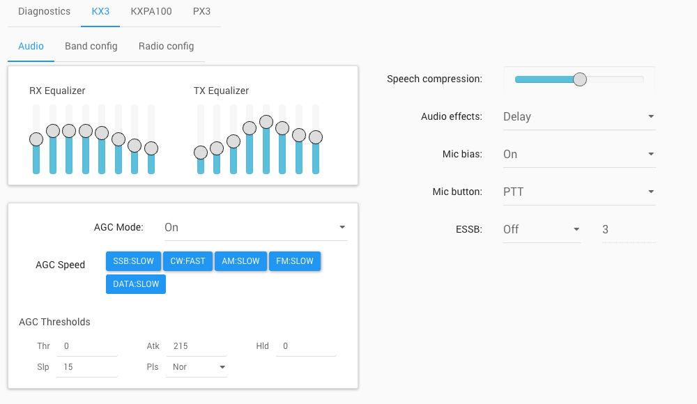 Audio settings - including TX and RX equalizers!