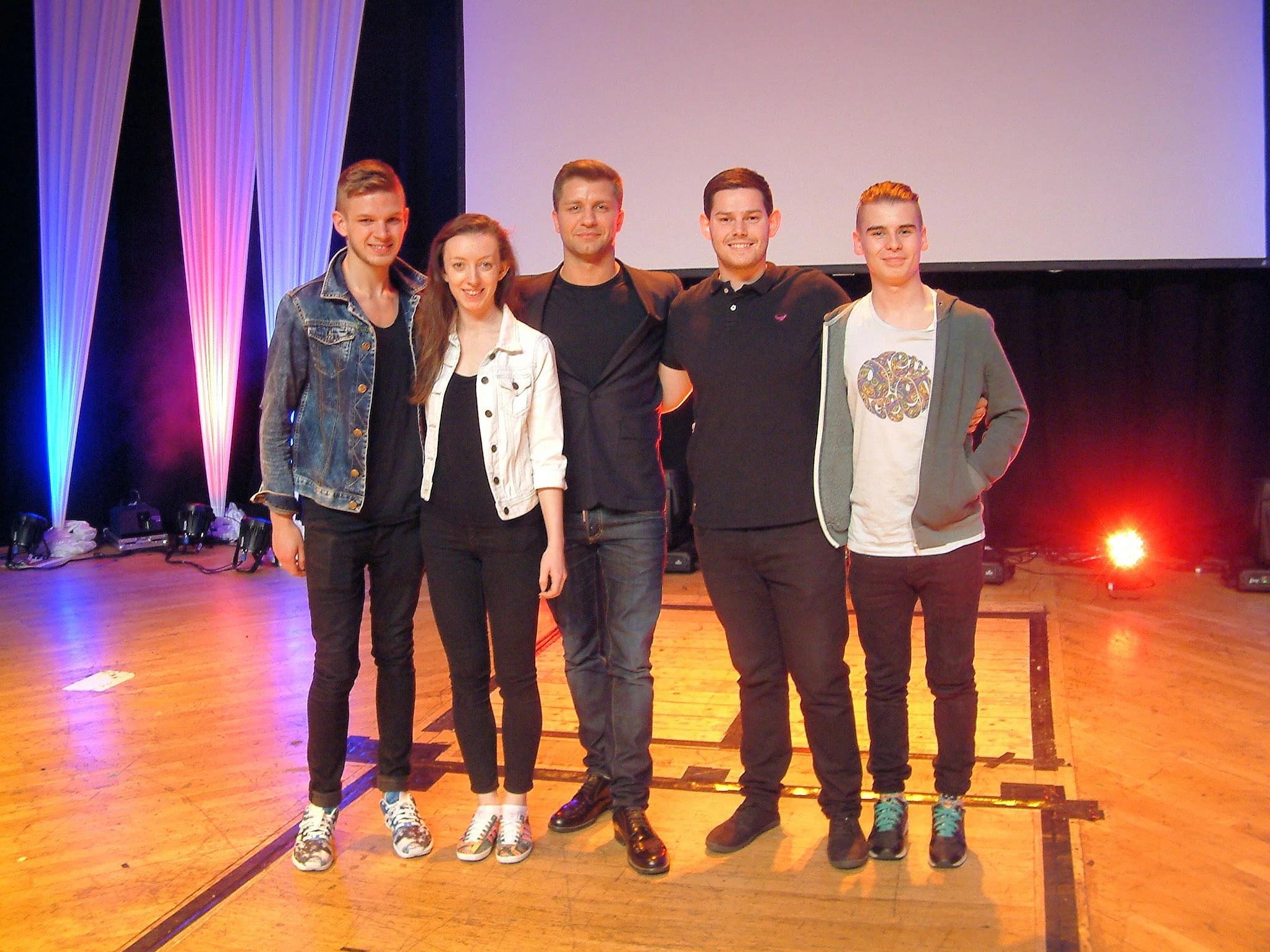 Phoenix Youth Theatre choreographer Colette and assistants with Strictly’s Pasha Kovalev