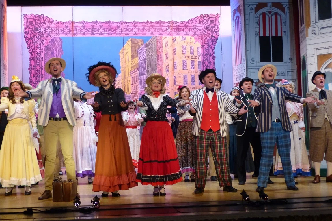 Full company sings “Put On Your Sunday Clothes” in vibrant period costumes – Phoenix Theatre’s Hello, Dolly! 2014.