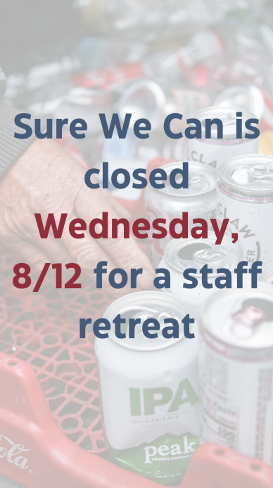 Sure We Can closed for staff retreat
