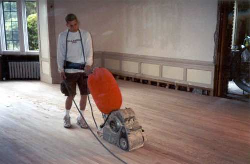  The new floor was then sanded (rough and finish). 