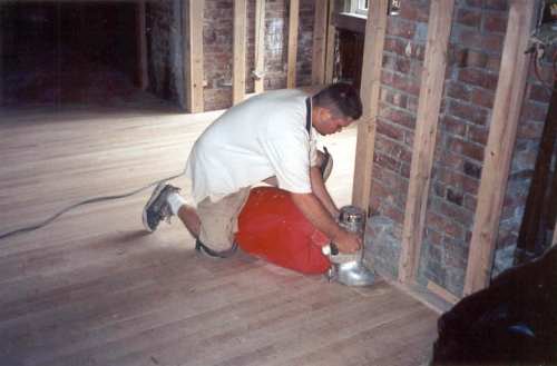  The edges were sanded, where the larger machines could not reach. 