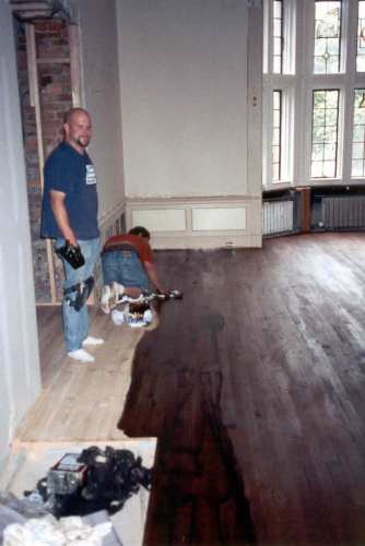  The floor was then hand-stained. 