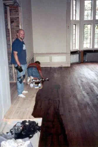 The floor was then hand-stained.