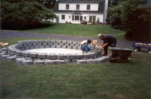  Three rows of concrete block were then added. 