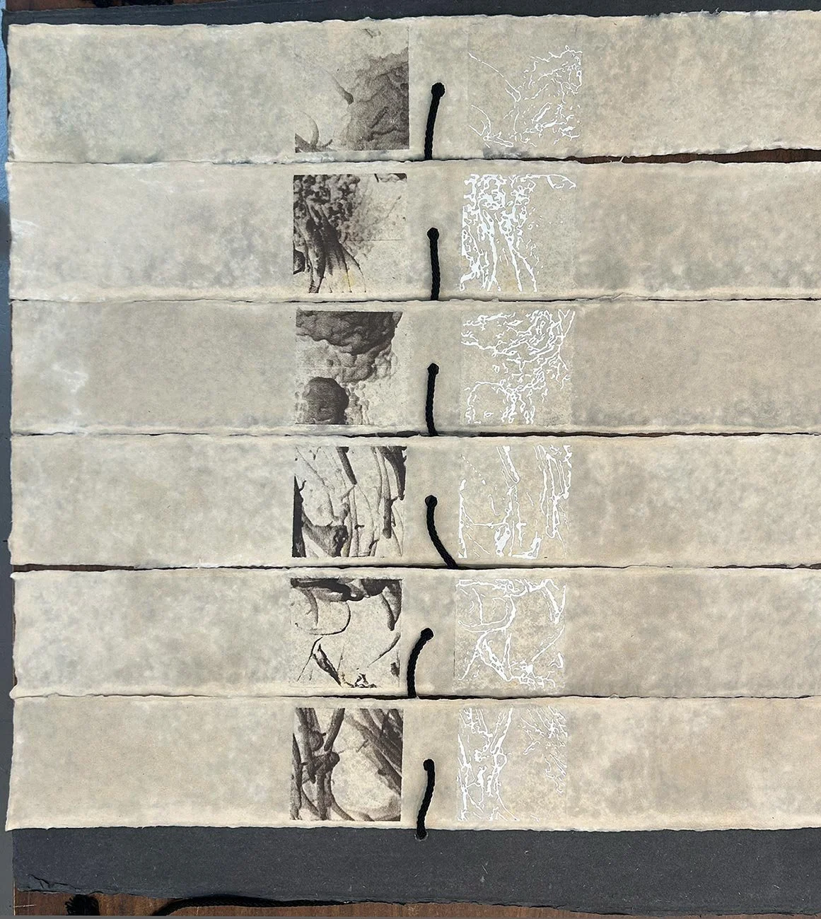 Book of Changes #2 29x38”, handmade paper, rice paper, photosilkscreen & gouache. 1991 Back to Artist Books & Editions