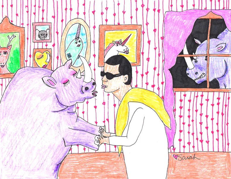 Horny for Horns / crayon drawing / 2011